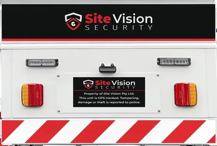 Site Vision logo panel and GPS tracked property label