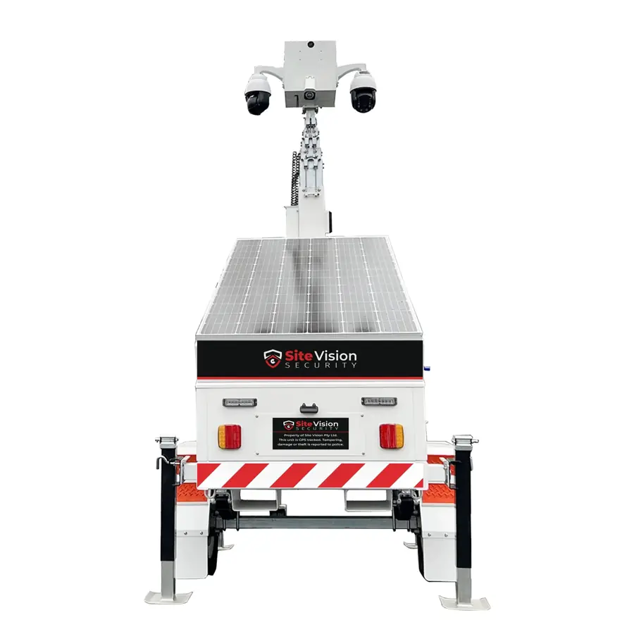 Rear of the Site Vision Trailer Cam with branding